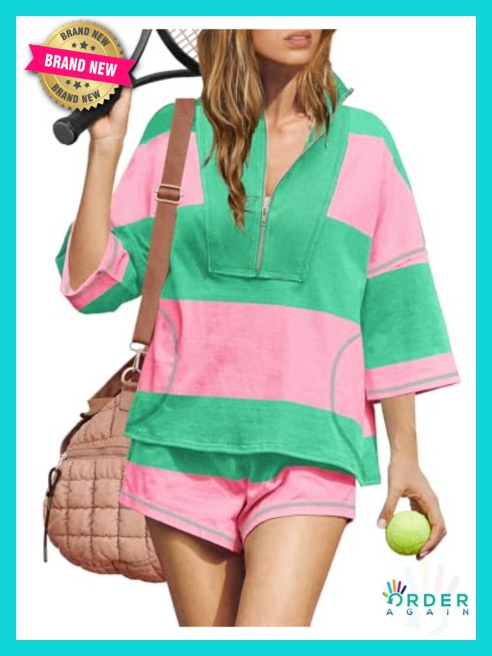 Striped 2 Piece Lounge Set with Pockets